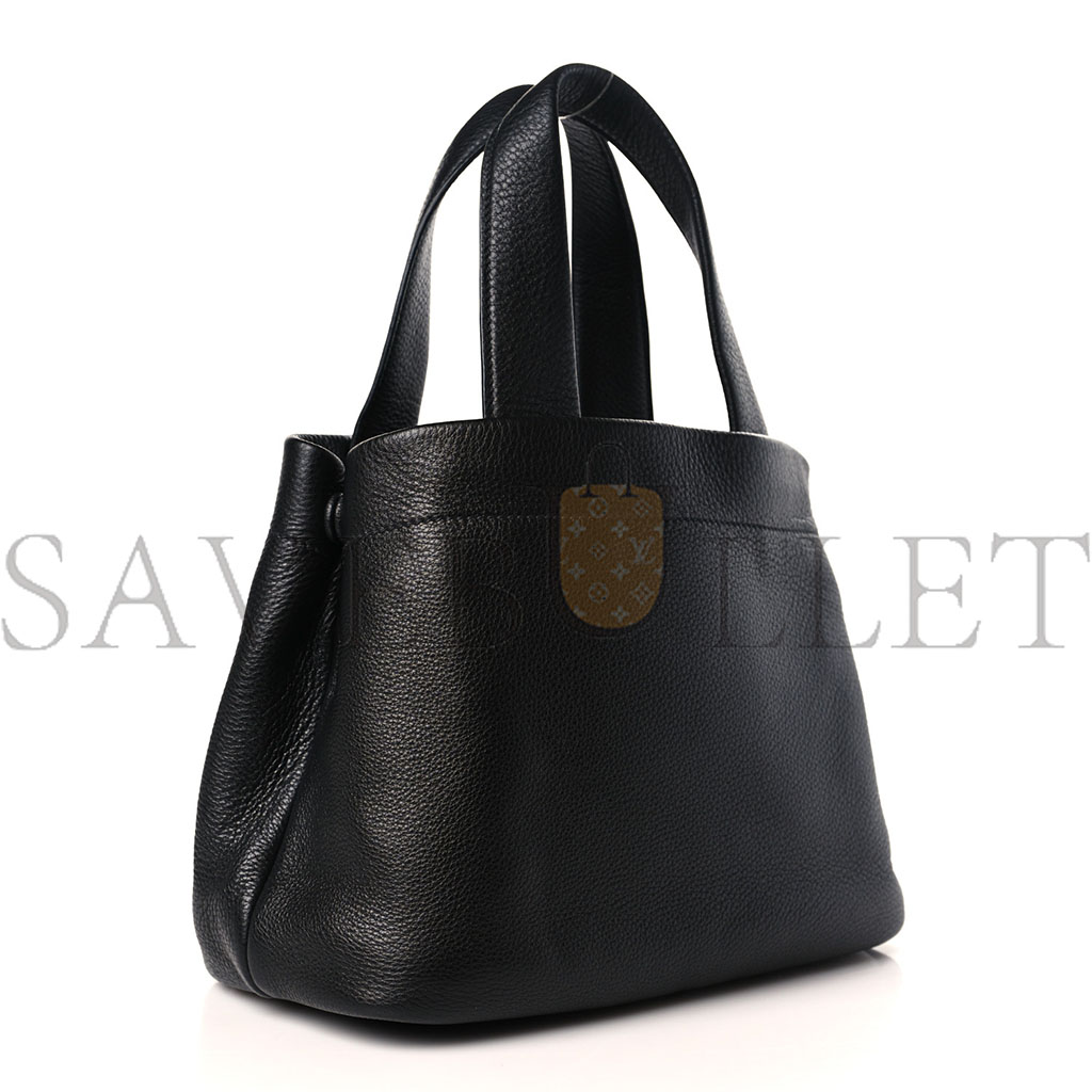 PRADA VITELLO DAINO SOFT PERFORATED LOGO TOTE BLACK (30*20*13cm)