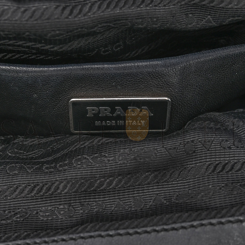 PRADA CALFSKIN SWING CHAIN FRAME BAG BLACK (25*23*10cm)