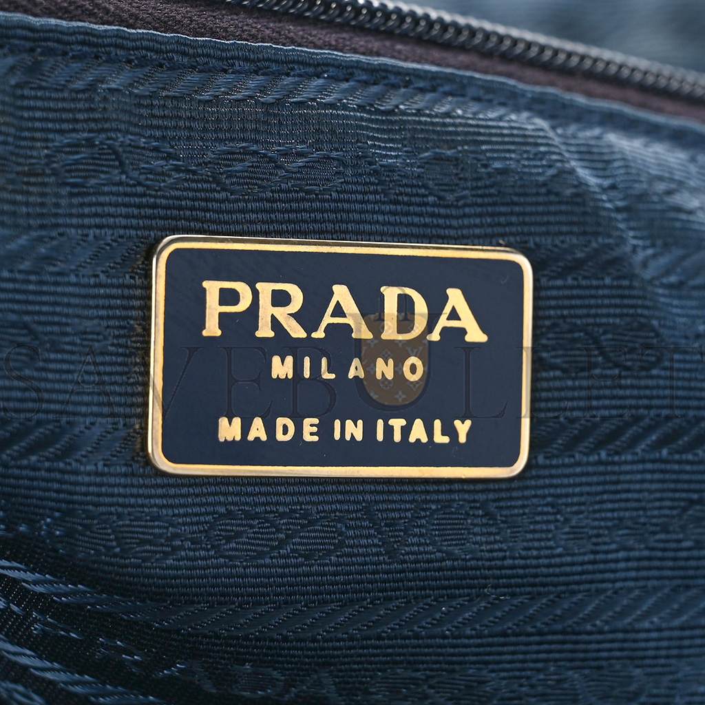 PRADA NYLON TESSUTO IMPUNTU QUILTED SHOULDER BAG NAVY (34*20*17cm)