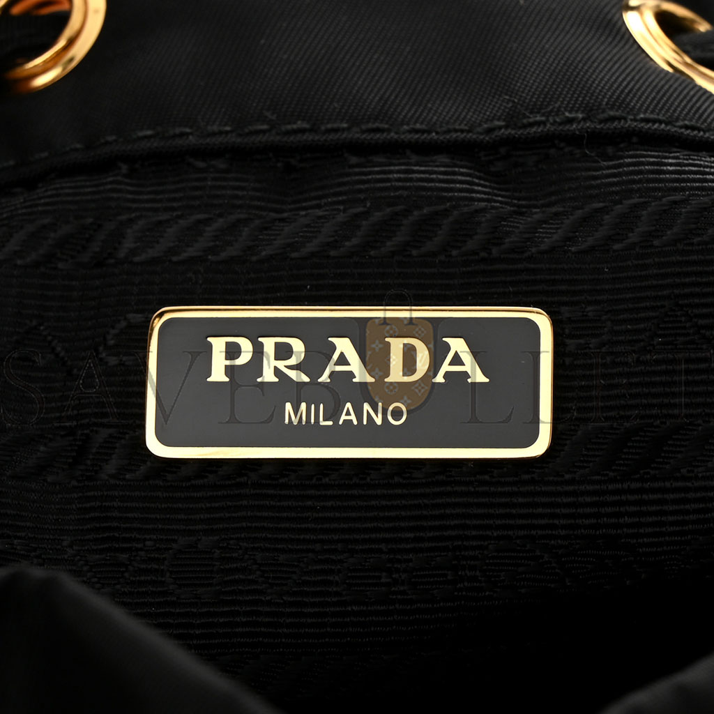 PRADA RE-NYLON DUET DRAWSTRING SHOULDER BAG BLACK (23*18*11cm)