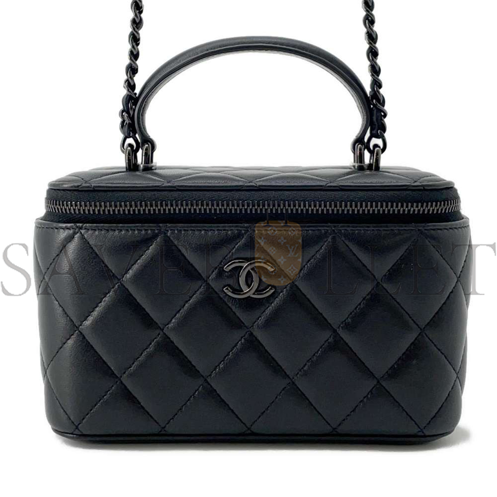 CHANEL MATELASSE 2WAY VANITY CASE BLACK LAMBSKIN AP2199 (16*10*8cm)