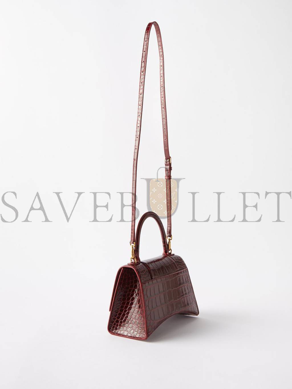 BALENCIAGA RED HOURGLASS S CROCODILE-EFFECT LEATHER BAG MATCHESFASHION US (22.5*14.5*10cm)