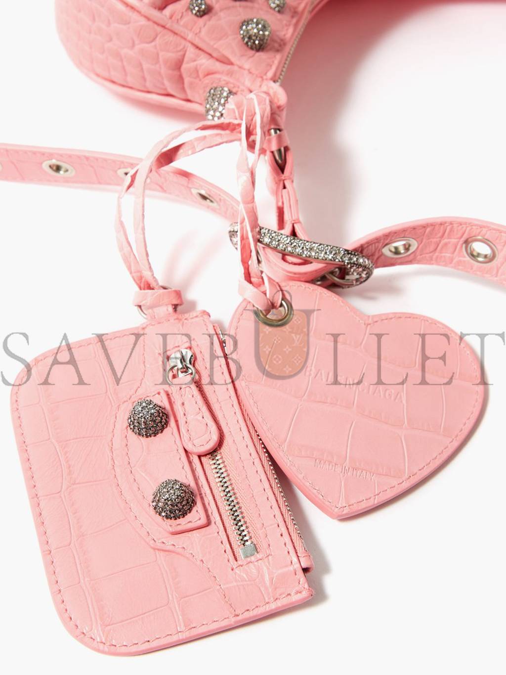 BALENCIAGA PINK CAGOLE XS CROCODILE-EFFECT LEATHER SHOULDER BAG MATCHESFASHION US (27*13*6cm)