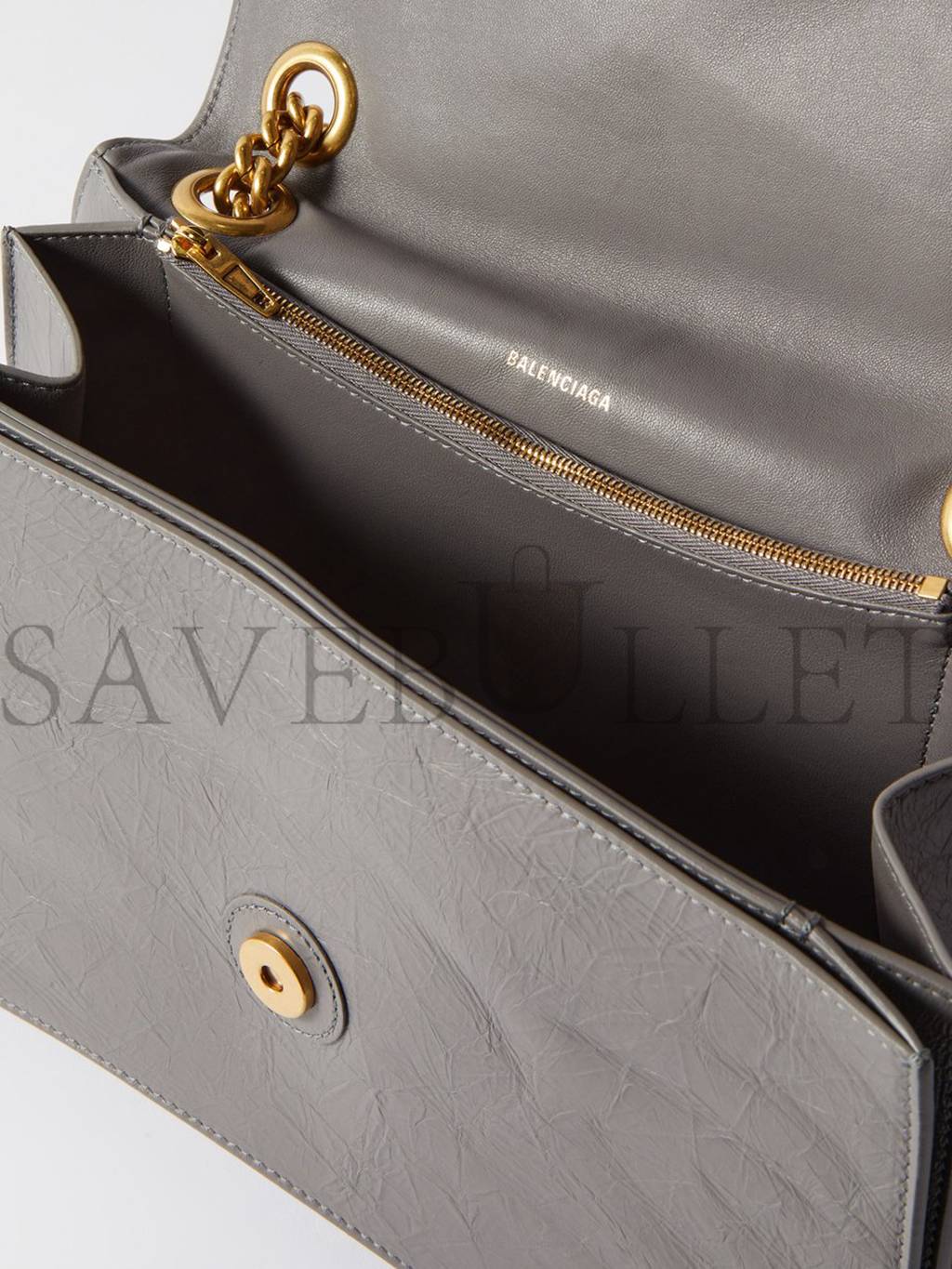 BALENCIAGA GREY CRUSH MEDIUM CREASED-LEATHER SHOULDER BAG MATCHESFASHION US (30.4*20.5*10.1cm)