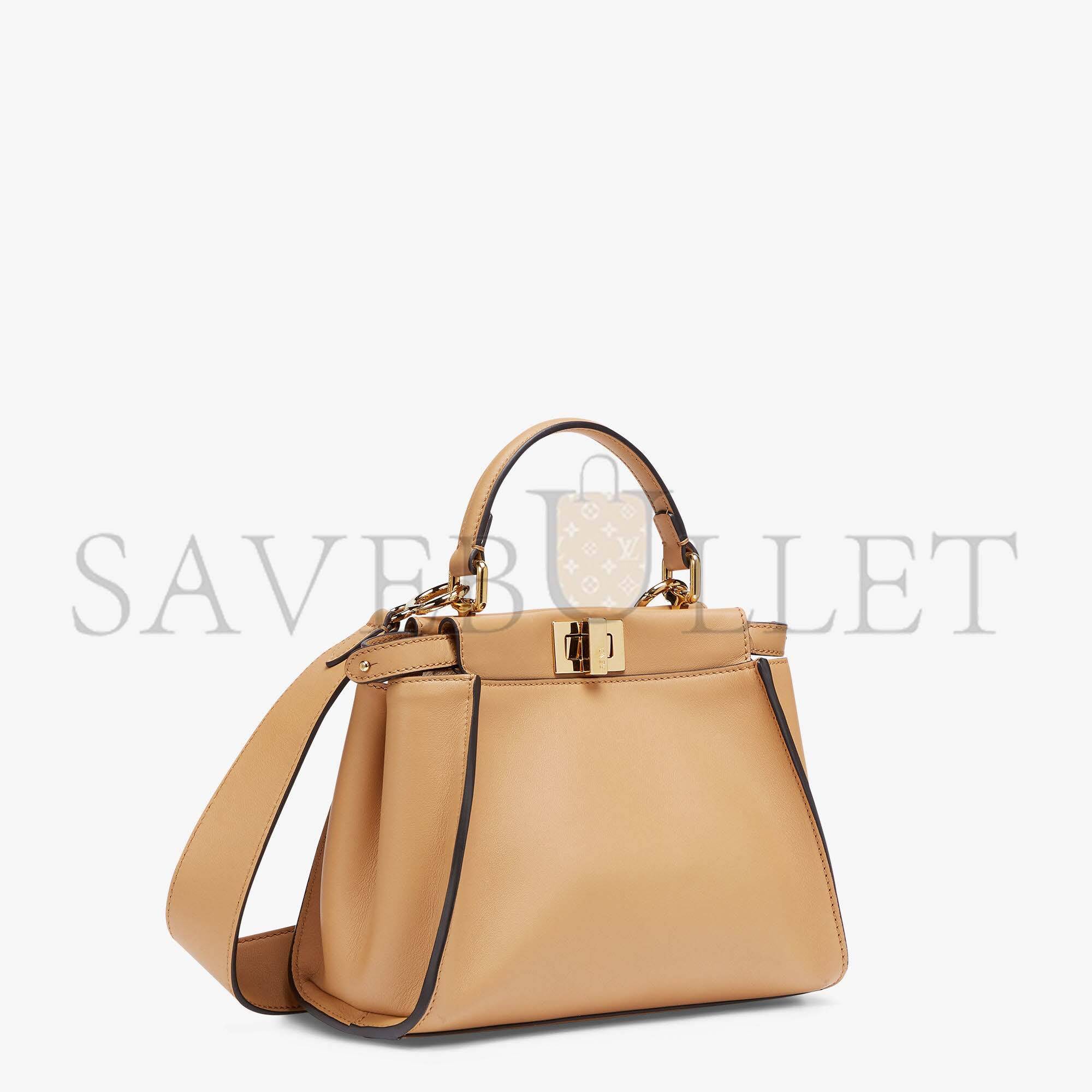 FENDI PEEKABOO MINI - BEIGE LEATHER BAG 8BN244AHJWF1F1L (23*18*11cm)