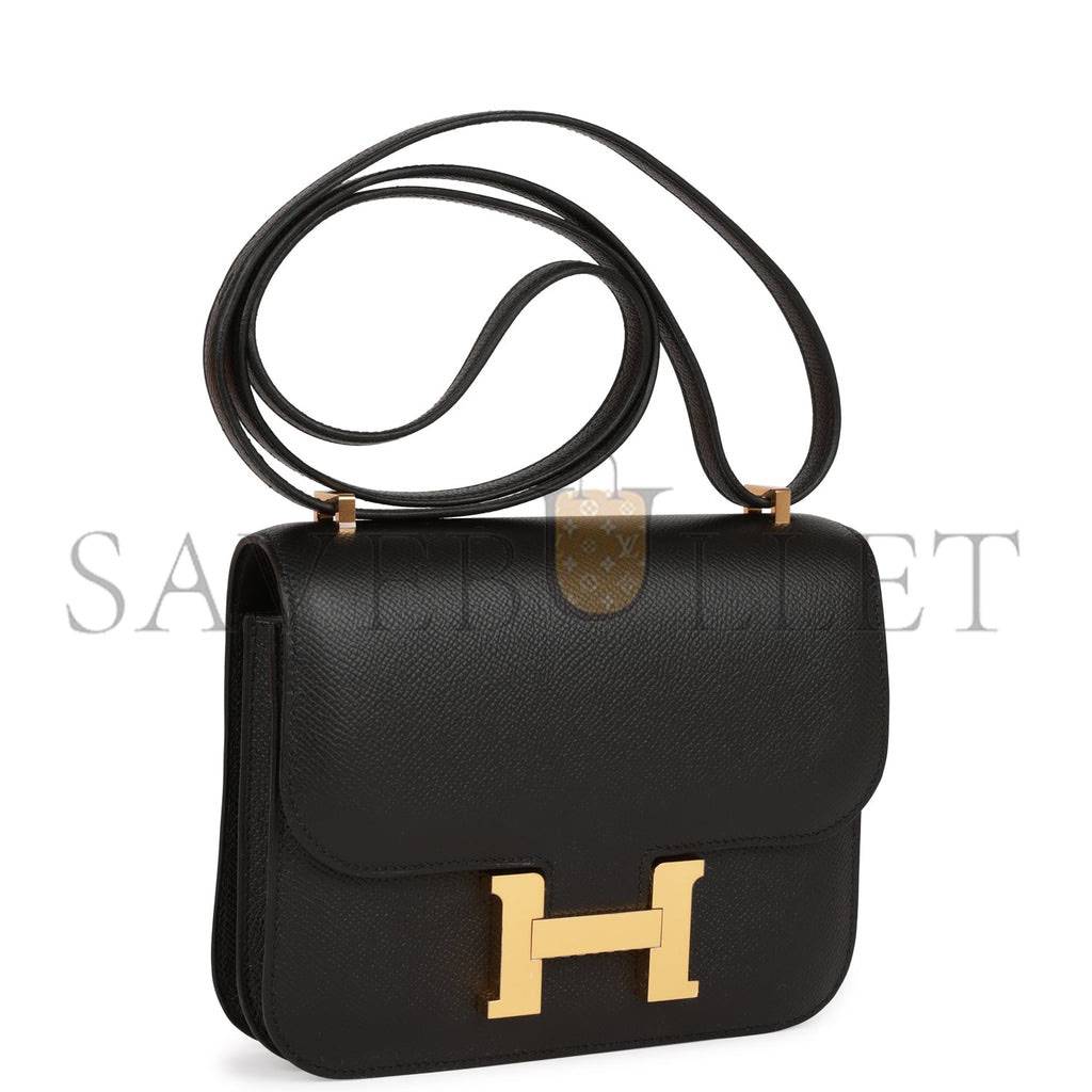 HERMES CONSTANCE 18 BLACK EPSOM GOLD HARDWARE (18cm)