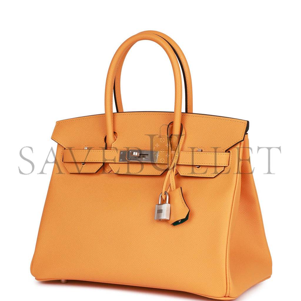 HERMES SPECIAL ORDER (HSS) BIRKIN 30 JAUNE D'OR AND MALACHITE EPSOM BRUSHED PALLADIUM HARDWARE( 30cm*22*16cm)