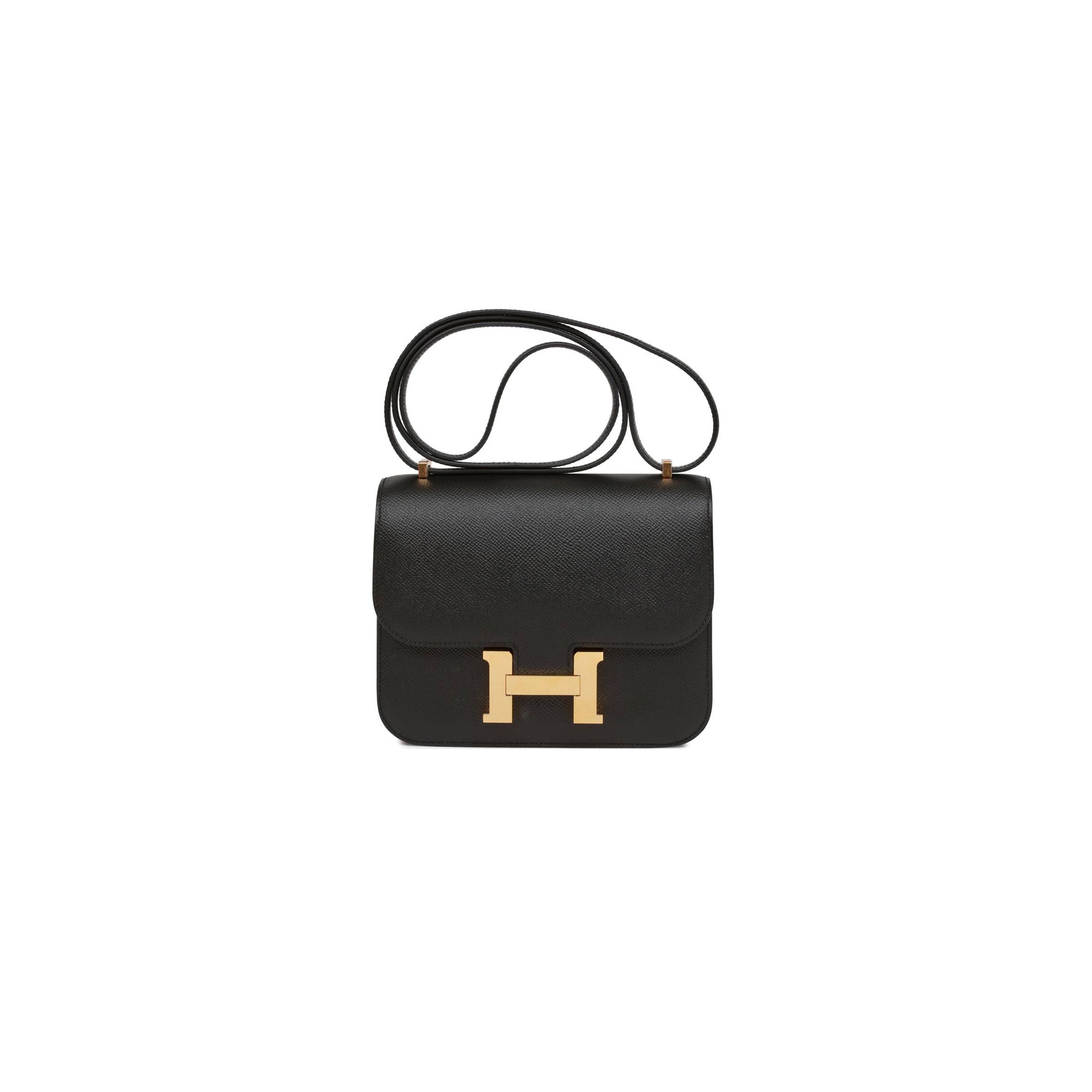 HERMES CONSTANCE 18 BLACK EPSOM GOLD HARDWARE (18cm)