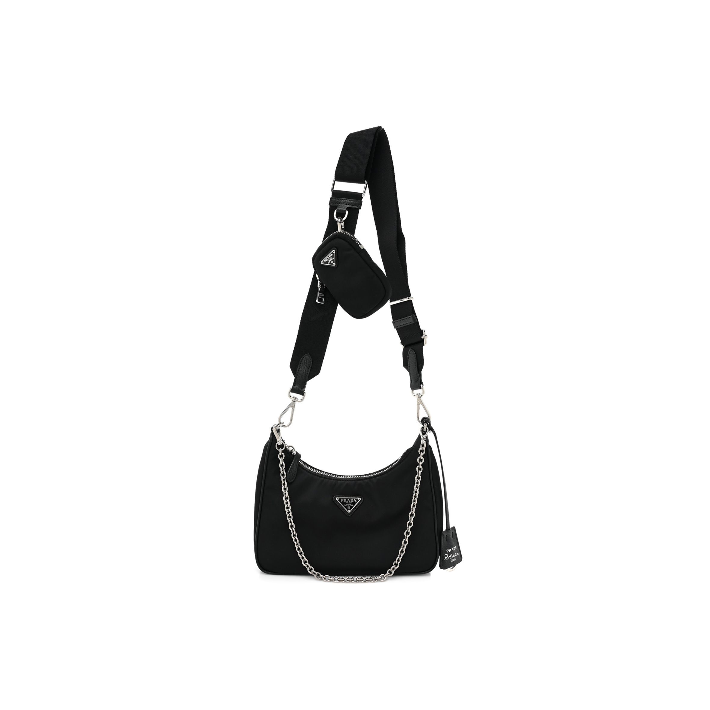 PRADA NYLON RE-EDITION 2005 SHOULDER BAG BLACK (22*16*6cm)