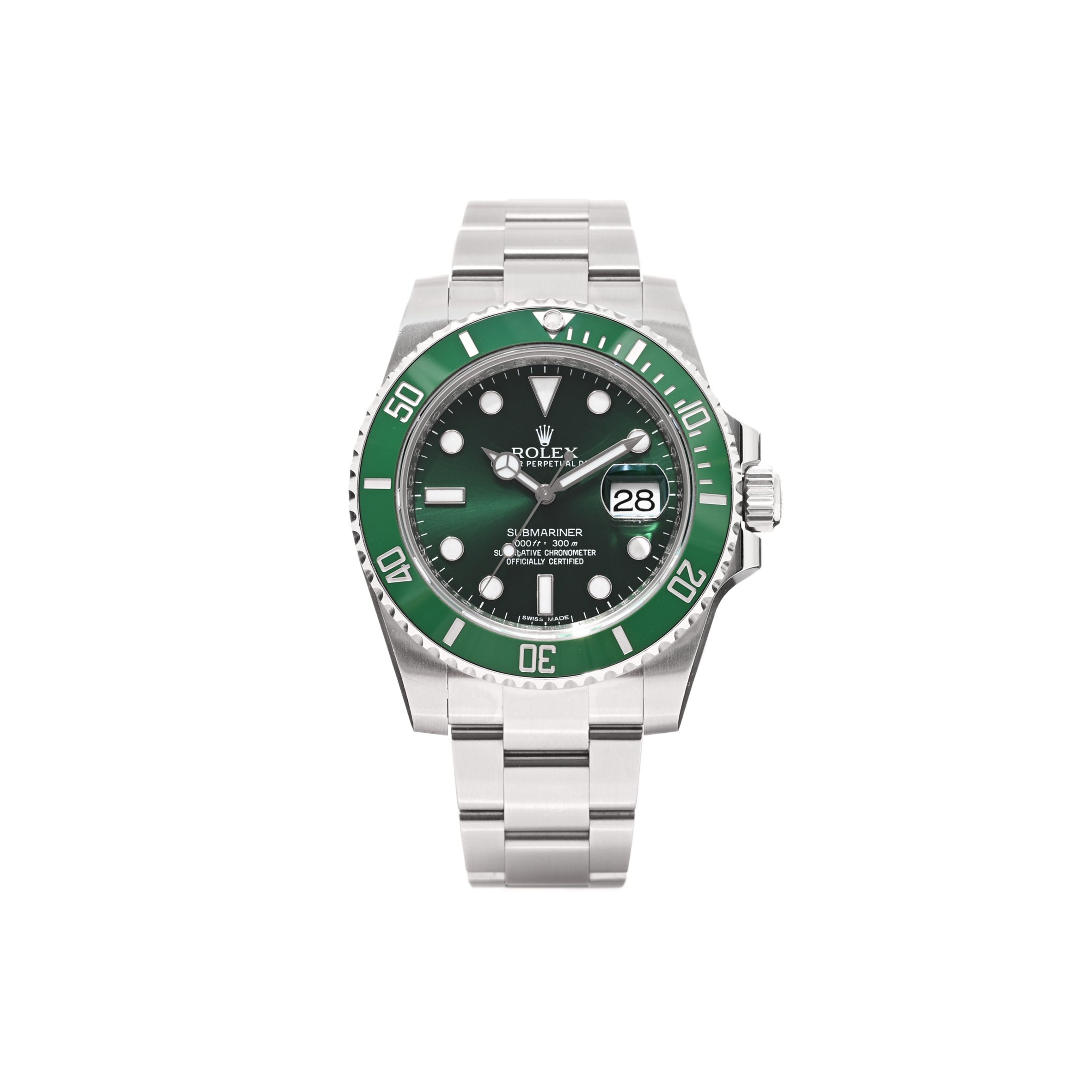 ROLEX ROLEX STAINLESS STEEL 40MM OYSTER PERPETUAL SUBMARINER DATE &QUOT;HULK&QUOT; WATCH GREEN 116610LV