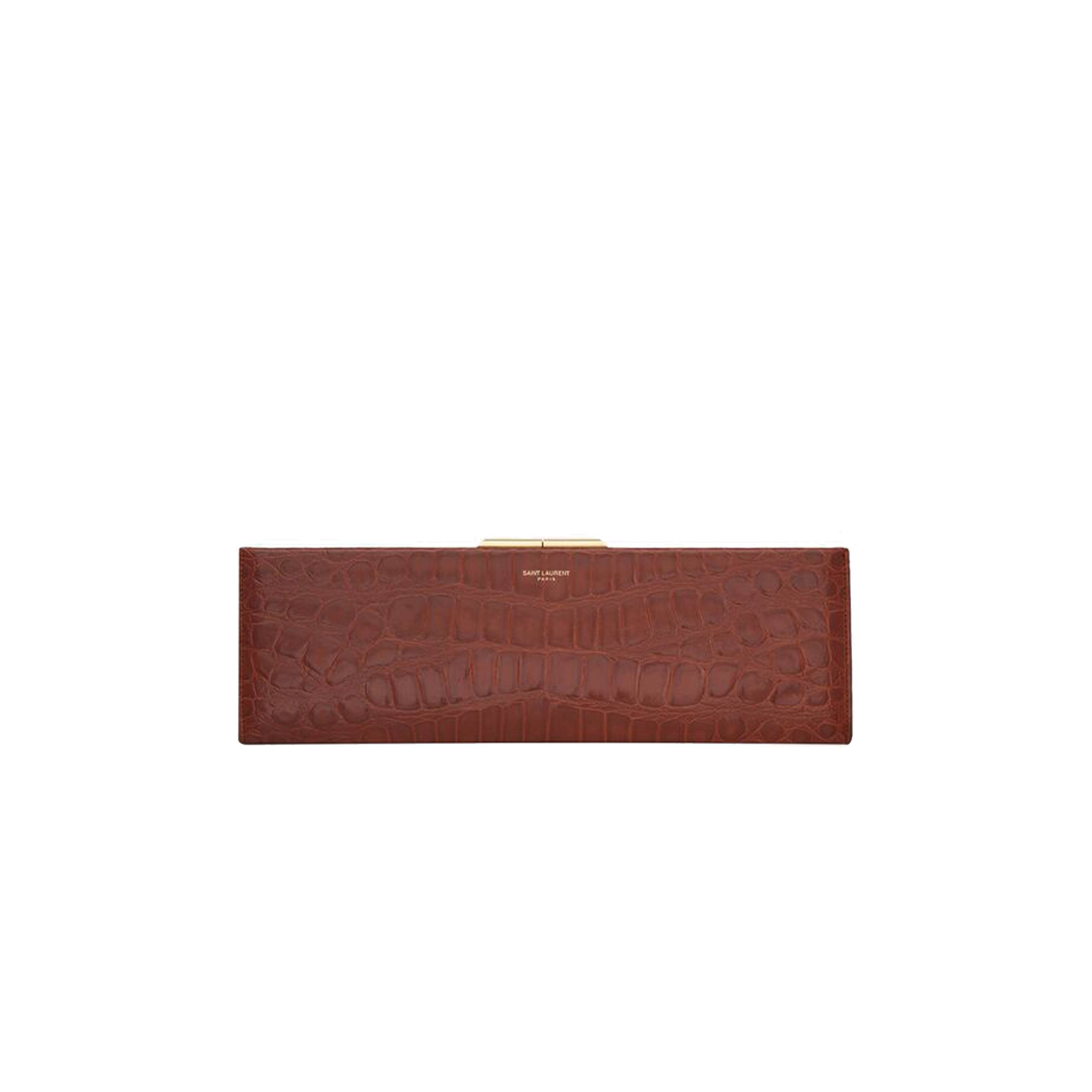 YSL MIDNIGHT LARGE CLUTCH IN CROCODILE-EMBOSSED LACQUERED LEATHER 6976582US1J2582 (33*10.5*4/1.5cm)