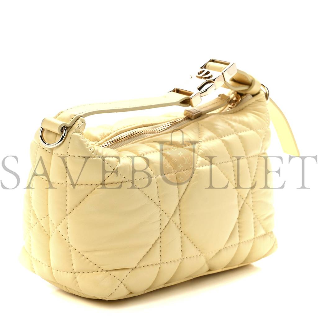 DIOR CALFSKIN MACROCANNAGE MEDIUM DIORTRAVEL NOMAD POUCH PALE YELLOW (23*13*10.2cm)