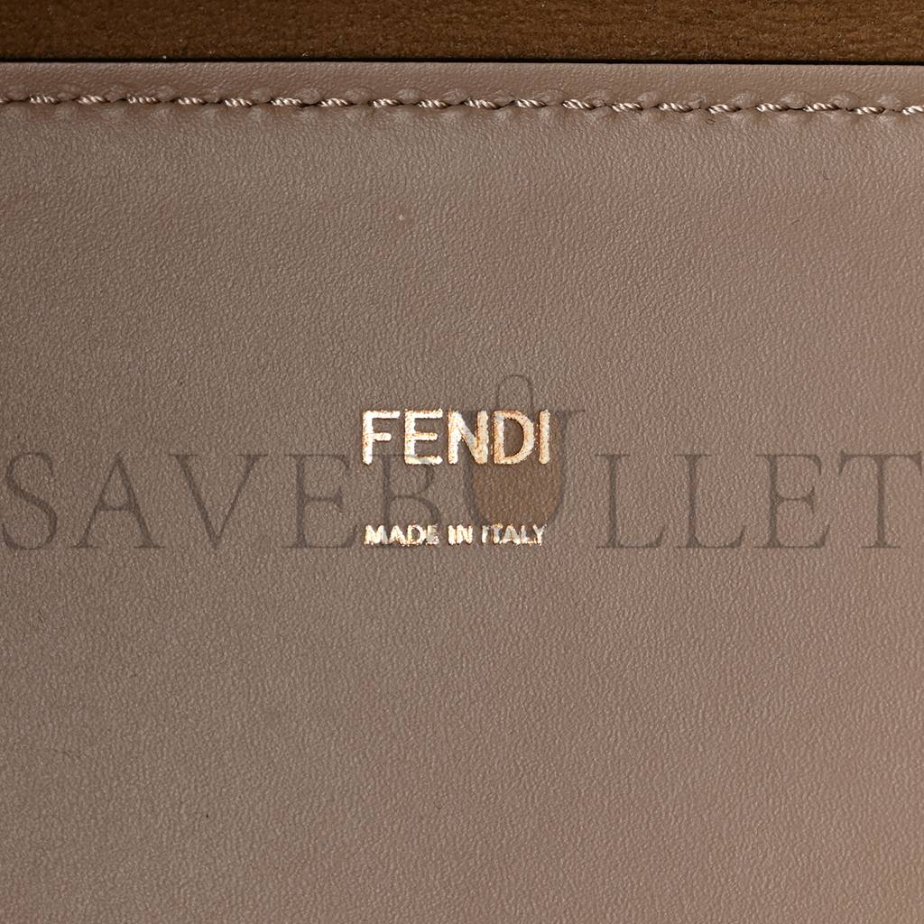 FENDI VITELLO KING PLEXIGLASS LOGO EMBOSSED MEDIUM FENDI SUNSHINE SHOPPER TOTE TORTORA (36*30*16cm)