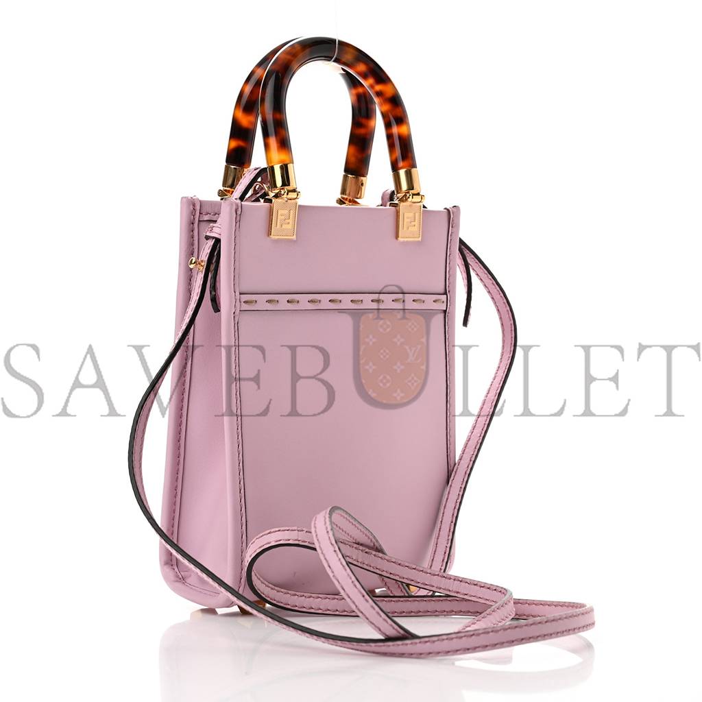 FENDI VITELLO KING PLEXIGLASS MINI FENDI SUNSHINE SHOPPER TOTE LAVANDA (17*13*5cm)